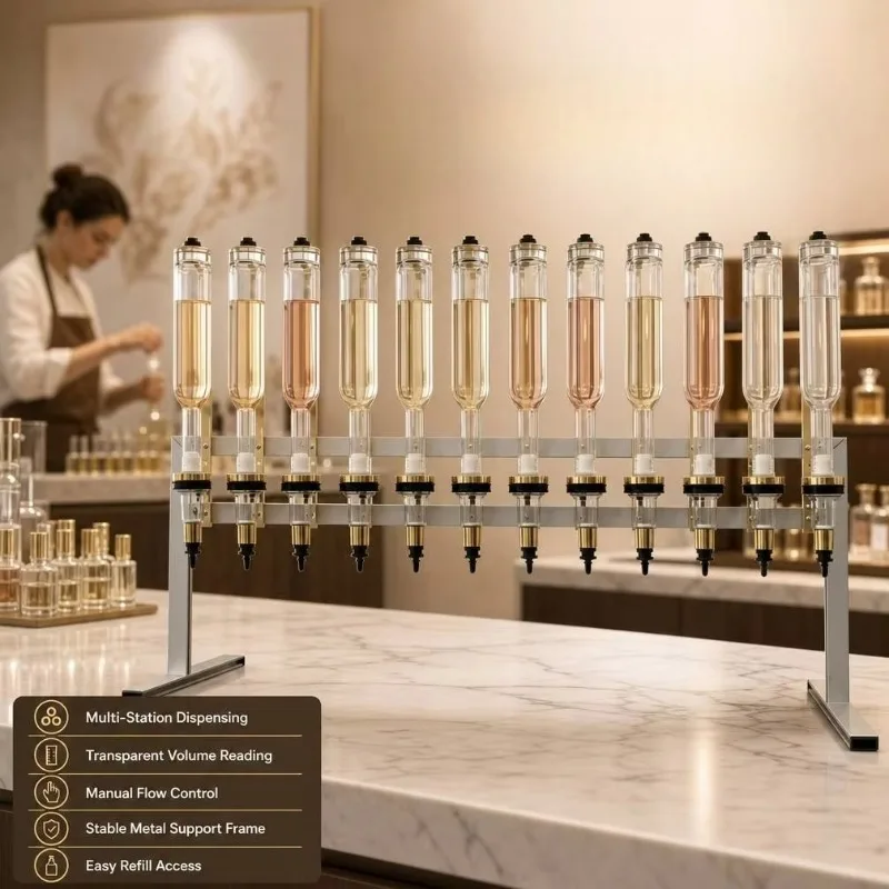 Luxury Manual Perfume Bar Dispenser Fragrance Tester Rack Multi Head Glass Liquid Display Stand Wholesale Factory Price
