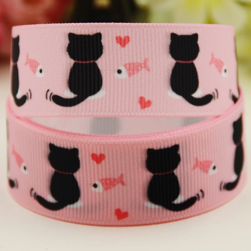 22mm 25mm 38mm 75mm Cat Cartoon Character printed Grosgrain Ribbon party decoration 10 Yards