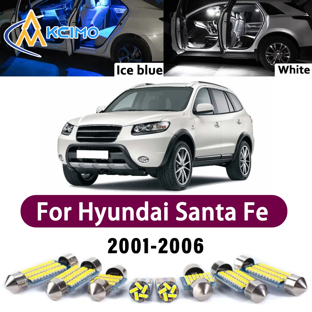 

High Lumen CANBUS Error Free LED Interior Light Kit For Hyundai Santa Fe 2001-2006 Map Trunk Reading Dome Lamp Bulbs Set