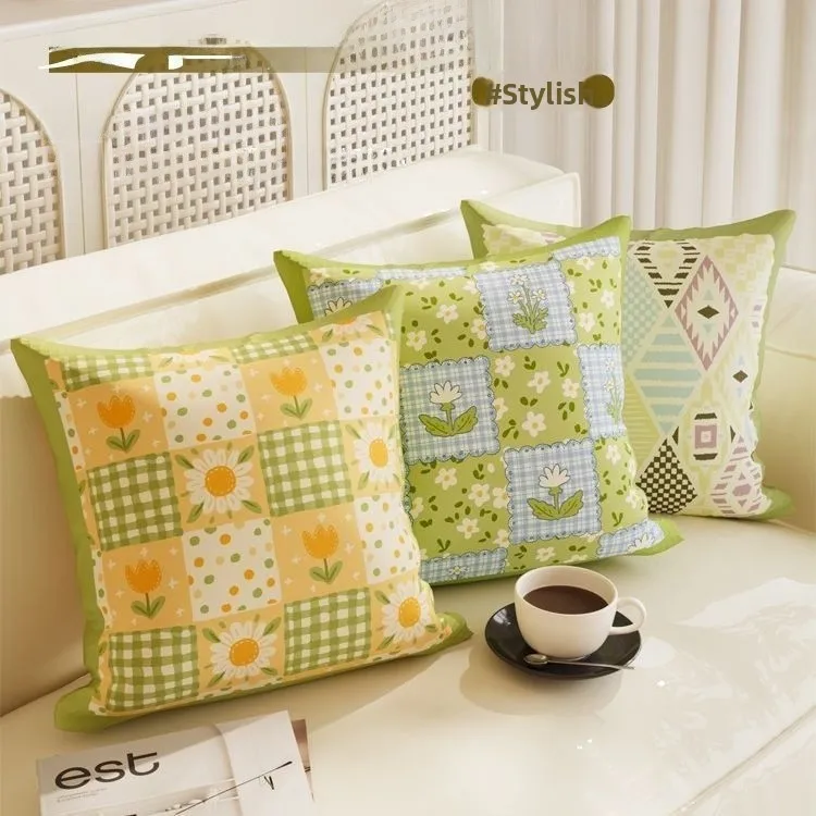 

American Style Floral Creative Pillow Cover Square Sofa Cushion Soft PP Cotton Filling Washable Living Room Decor