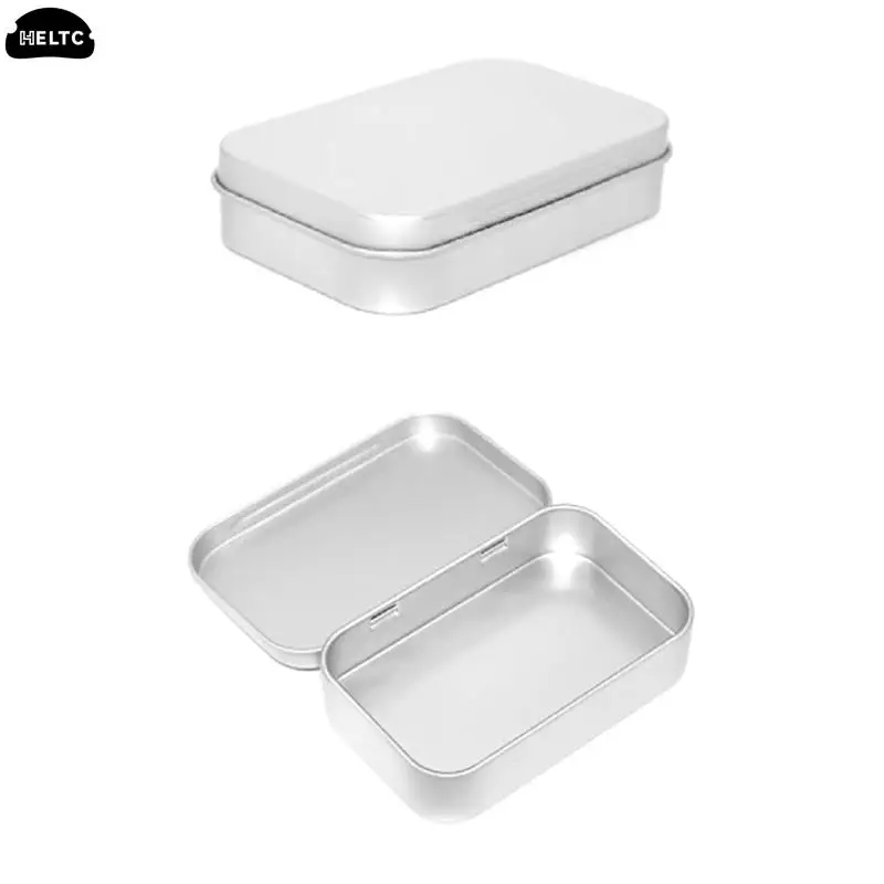 1PCS Small Empty Metal Tin Silver Black Rectangular Flip Storage Box Case Organizer for Money Coin Candy Key Container Jar Cans