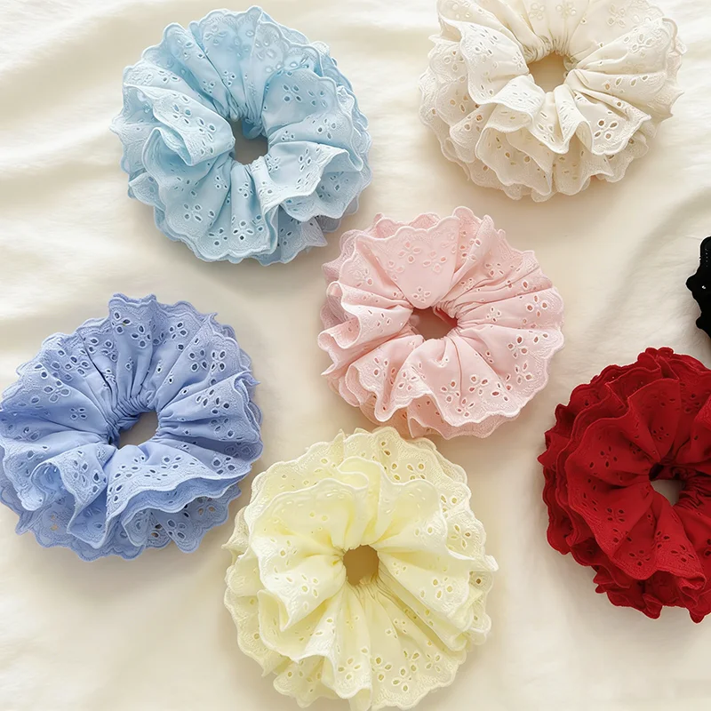 Mehrlagiger Spitzen-Scrunchie, Elastischer Pferdeschwanz-Haargummi, Lässige Haaraccessoires für Damen