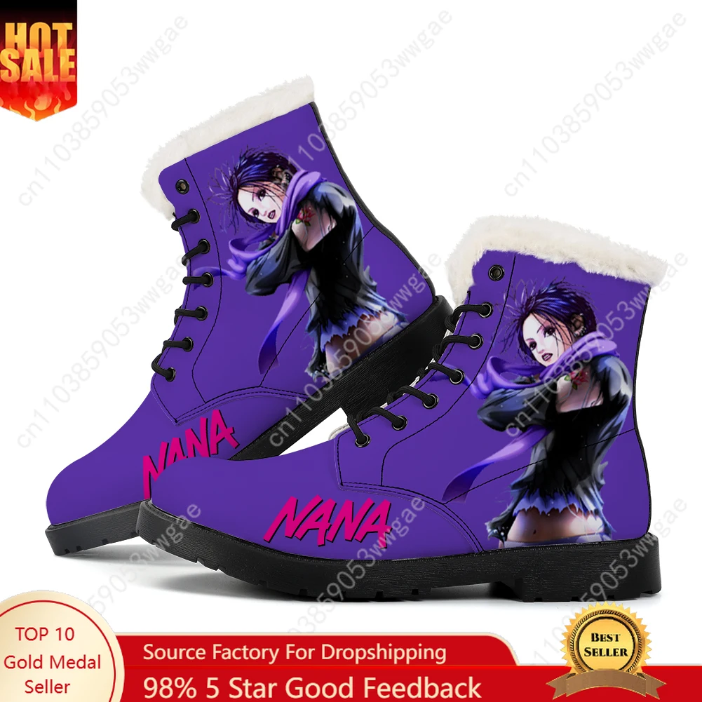 

NANA Plush Boots Mens Womens Teenagers Casual Shoes Outdoor Keep Warm Leather Boot Couple High Quality Anime Tailor-made Shoes