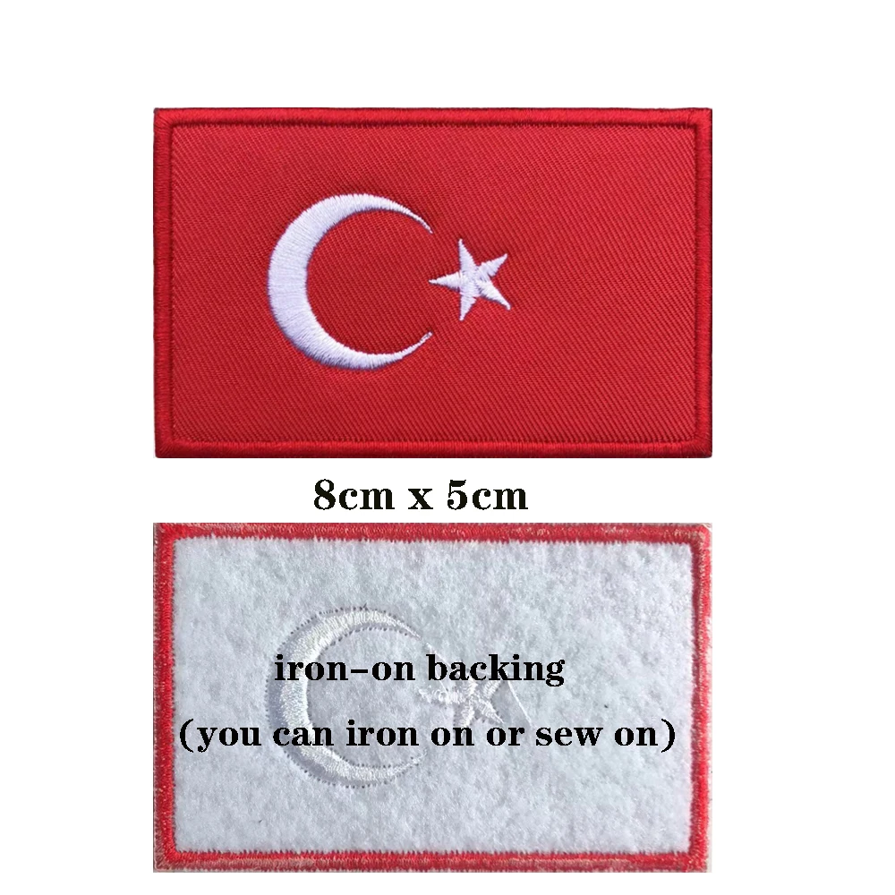 1 pz bandiera turca turchia fascia da braccio ricamata Patch Hook & Loop o Iron On ricamo Badge panno militare Moral Stripe