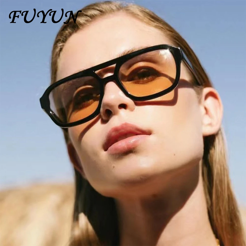 

Light Luxury Brand Square Women's Sunglasses Fashionable Men's Double Beam Goggles Retro and Simple Outdoor Sports Glasses UV400