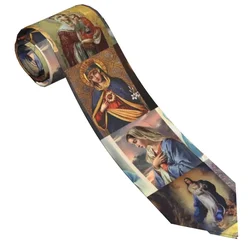 Classic Virgin Mary Ties for Party Customized Mens Catholic Christian Necktie