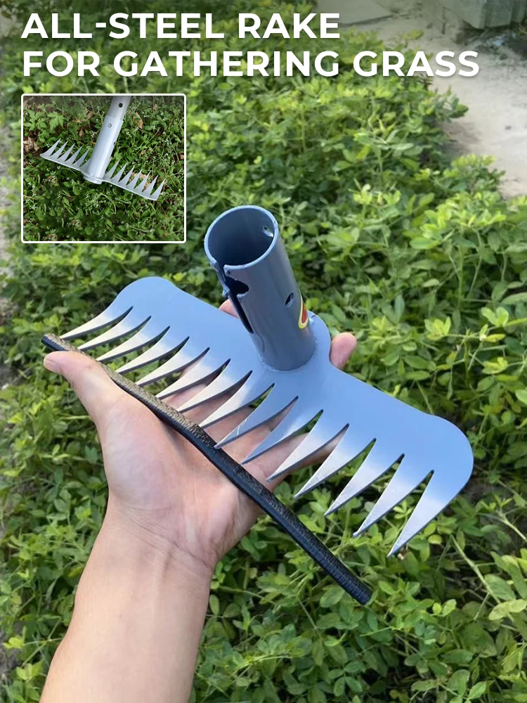 

1 шт., грабли для прополки, 15 зубьев, садовые грабли, металлические стальные грабли для ногтей, скребок для зубов сорняков, тяжелый садовый инструмент для прополки почвы