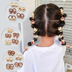 10pcs Girls Coffee Beige Small Size Scrunchie Children Cute Cartoon Elastic Hair Bands Headwear for Kids Baby Hair Accessories