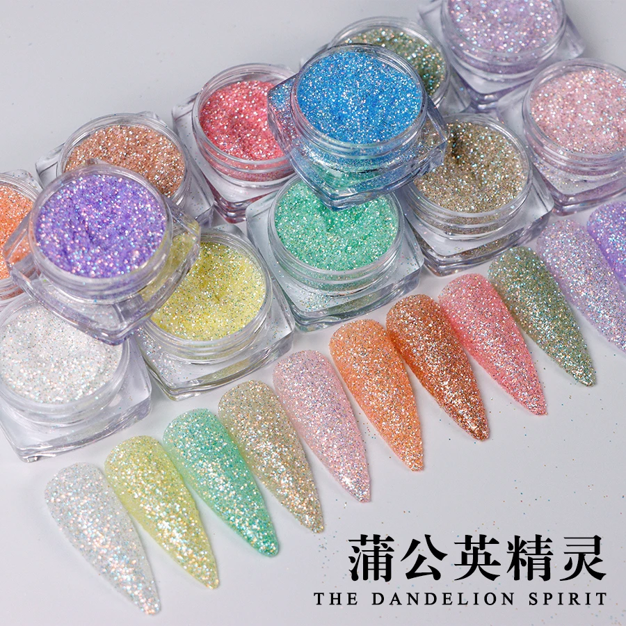 12 Box Iridescent Glitter Sugar Nail Art Powder Sparkly Candy Sweater Effect Chrome Pigment Dust for DIY Manicure Decoration