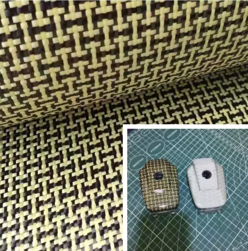 3K 200gsm Yellow Kevlar and Carbon Fiber Blended Fabric, Flat Mixed Carbon Kevlar Cloth, 100cm*50cm, One Piece, for Accessory Mo