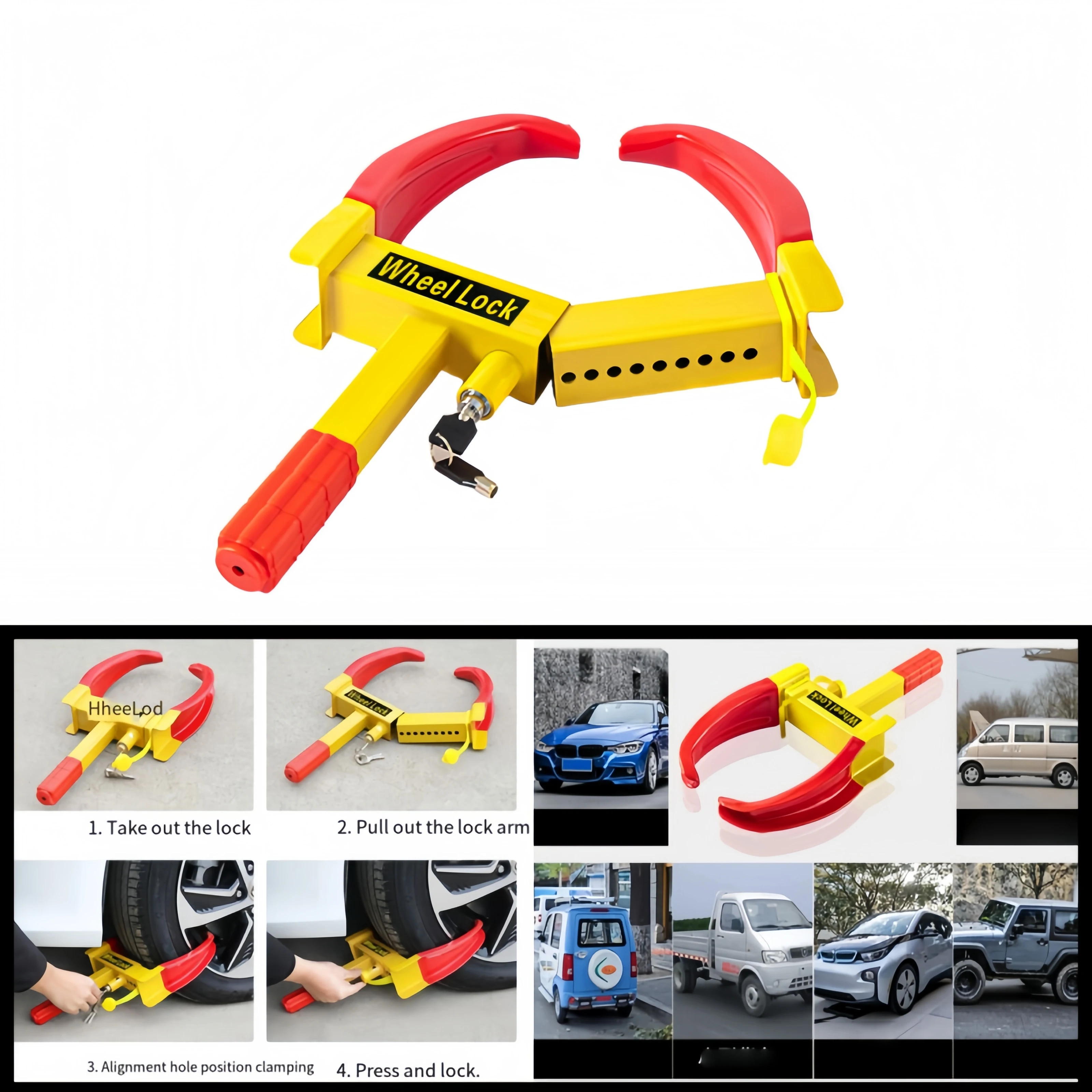 

Сверхмощный автомобильный замок на колесо, противоугонный зажим для шин, универсальный прицеп для грузовика, защита внедорожника, портативные аксессуары для безопасности