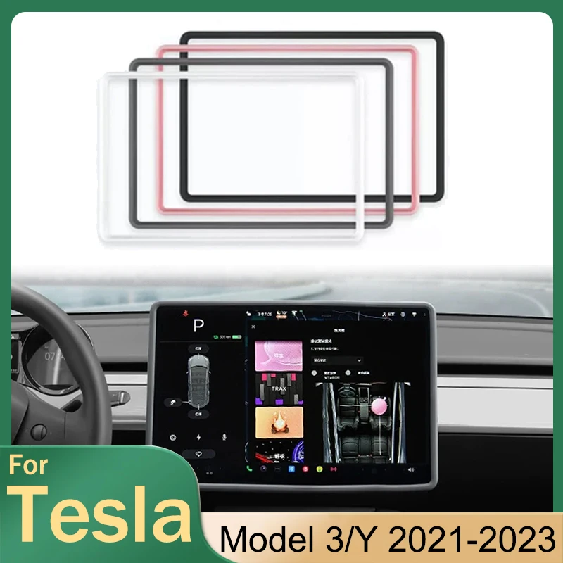 

Navigation Screen Silicone Protective Trim Cover For Tesla Model 3 Y 2017-2023 Accessories Navigation Screen Protector Frame
