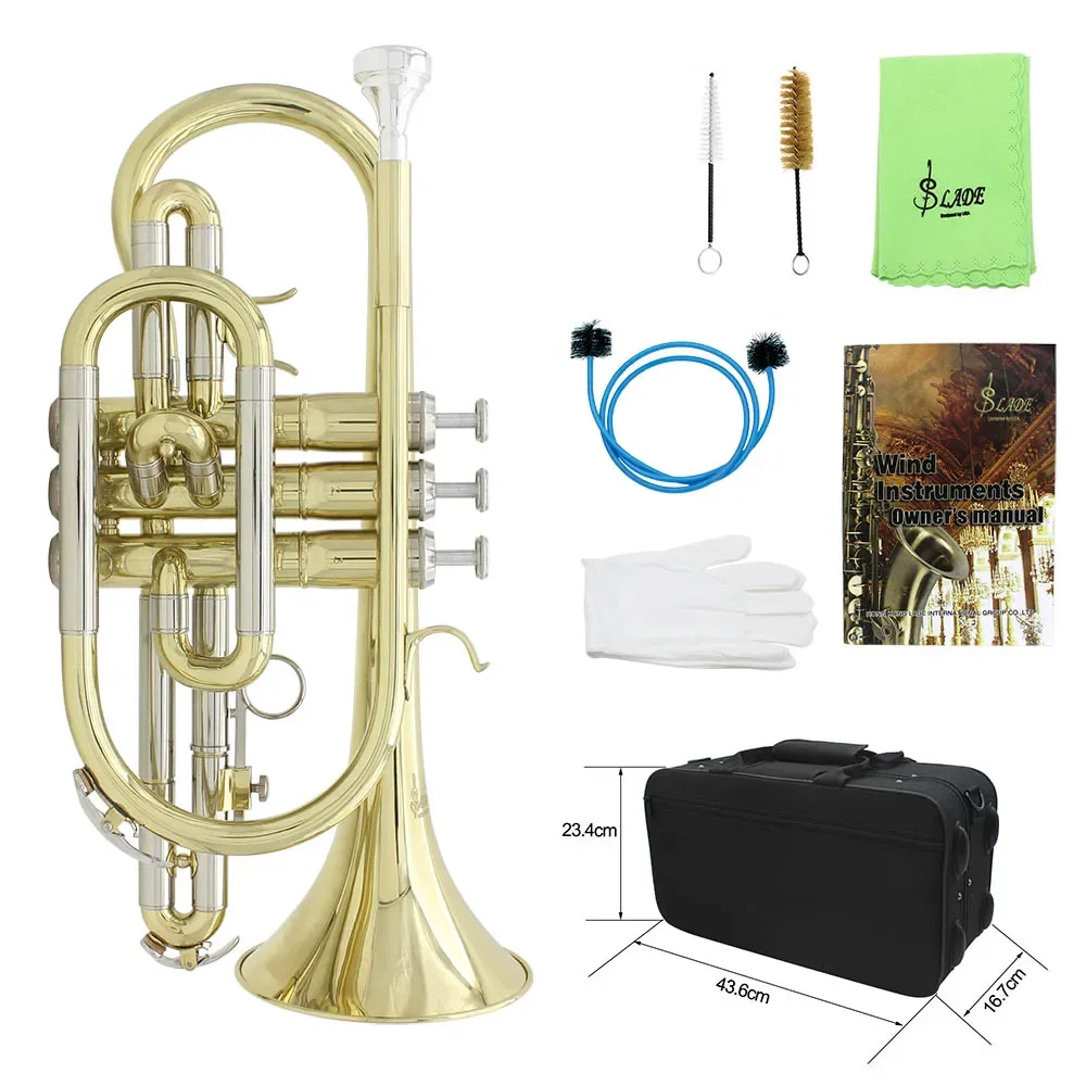 SLADE Music Instruments Cornets Professional Bb Cornet Brass with Case Brush Parts Cupronickel Trompeta Cornette Performance