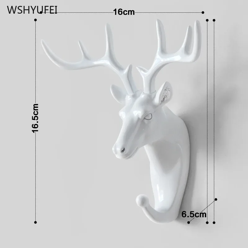 American Punch-free Wall Hanging Hook Deer Head Antlers Hanging Clothes Hat Scarf Key Deer Horns Hanger Rack Wall Decoration