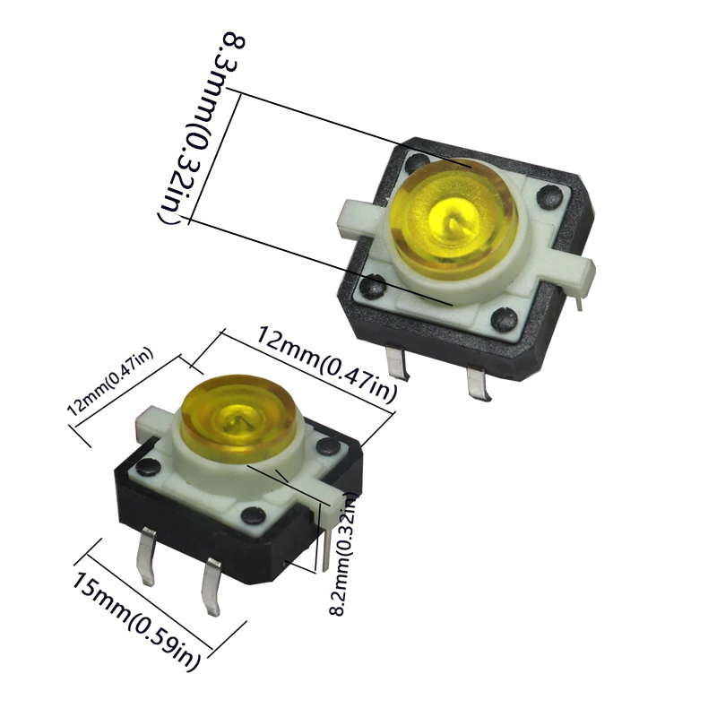 【10-5PCS】Reset Button Momentary With Light 12x12x7.3 mm Green Red Yellow Blue White LED Illuminated Tact Switch 12*12*7.3 MM