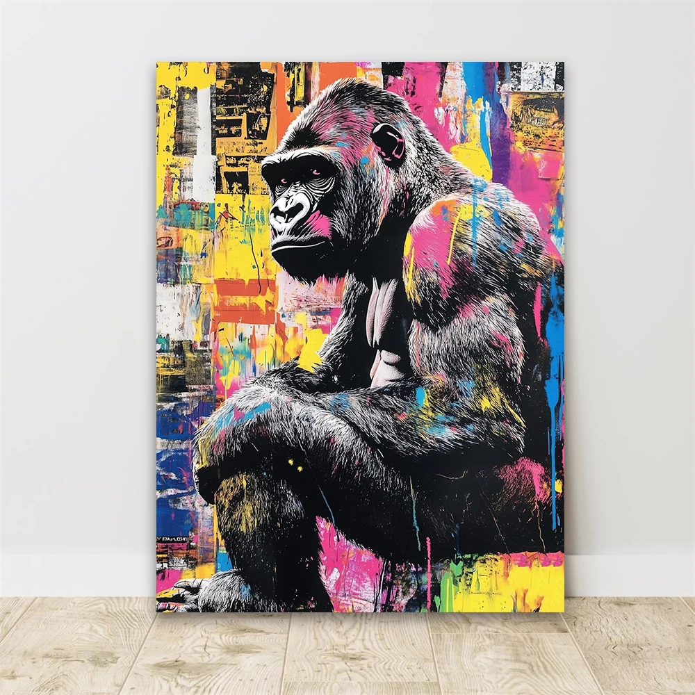 Cool Graffiti Bear Canvas Wall Art Canvas Print Urban Streetwear Poster with Headphones & Sunglasses Colorful Pop Art Decor