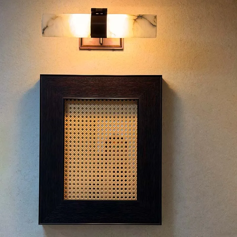 2026 Spanish Natural Marble LED Wall Light Copper Adjustable Sconce Simple Fashionable for Hotel Mirror Front Bedroom Study