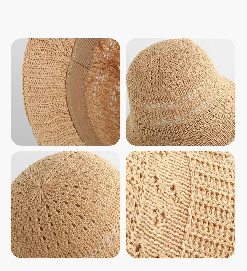 

Women's Trendy Hollow Knit Bucket Hat - Breathable Summer Cap, Lightweight Outdoor Fisherman Hat