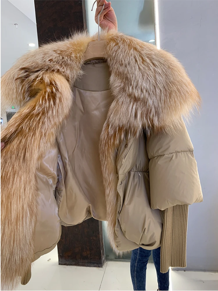 2026 Winter Real Fox Fur Collar White Duck Down Padded Down Jacket Regular Fashion Warm Big Fur Collar Women's Coat