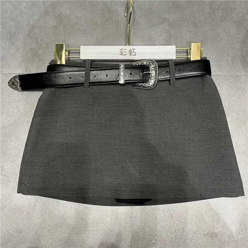 Elegant High Waist Straight Cut  Skirt Women's Fashion Spring 2024 Anti-Light A-Line Skirt Simple Style Short Skirt