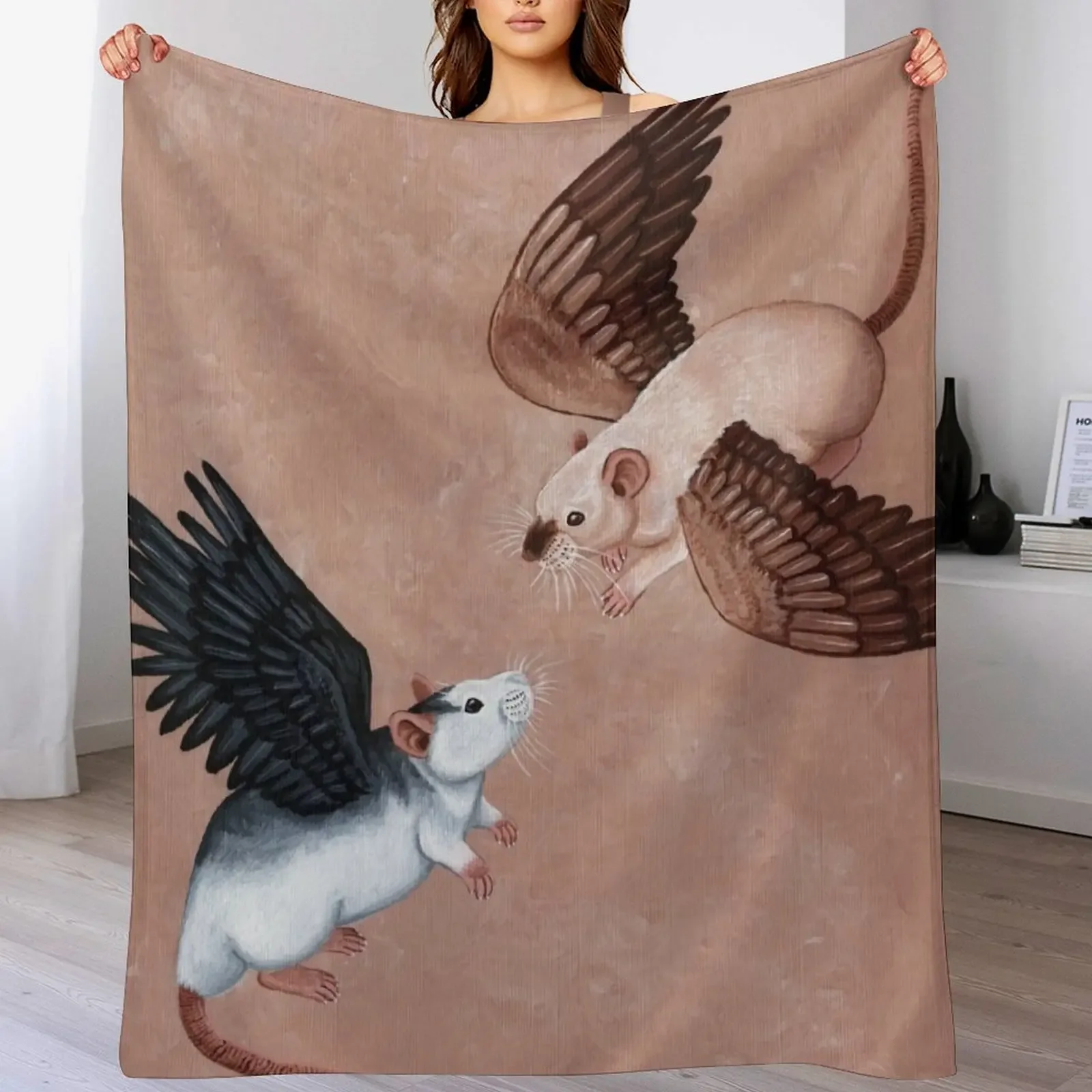 

Winged Rats Throw Blanket Giant Sofa Bed Fashionable Blankets