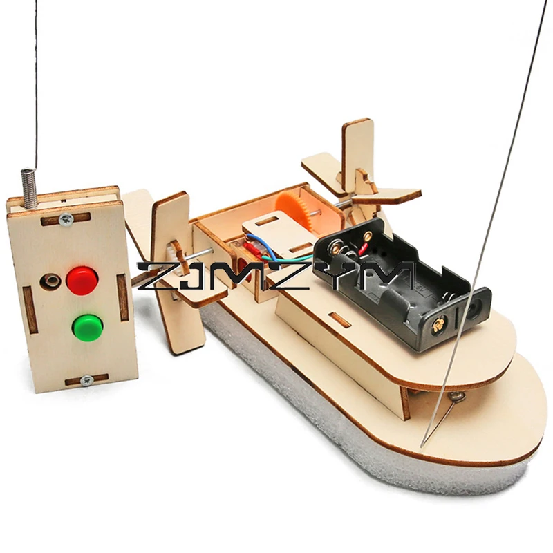 Wooden Ship Model Kit DIY Handmade Remote Control Ship Model Mini Boat Model Gift For Educational Manual Science
