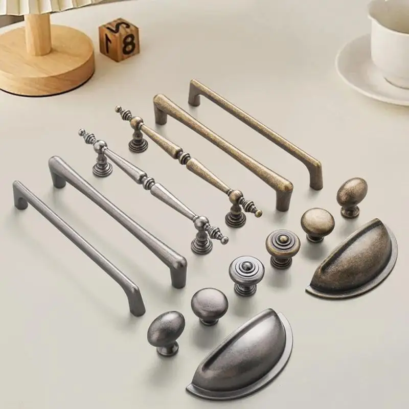 Antiker Bronze-Schubladengriff, Rostfreier Retro-Aluminiumgriff für Schrank, Kleiderschrank, Aufbewahrungstür, Schlafzimmermöbel-Upgrade – Detail 11