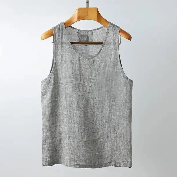 

Men's Vintage Chinese Style Linen Vest Breathable Loose-Fit Casual Summer Waistcoat Zen Cotton-Linen Sleeveless Shirt M-5XL