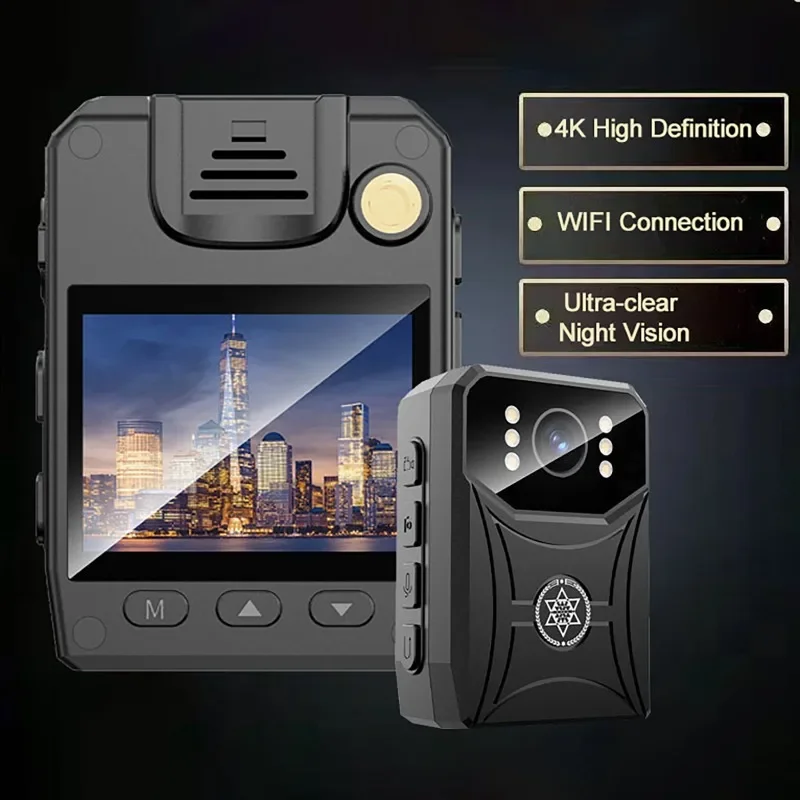4K HD Mini WIFi Cameras 3000mAh Digtal Video Recorder with IPS Screen Night Vision Police Body Camera Portable Camcorder