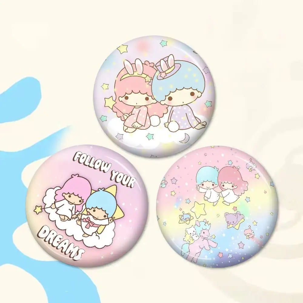 L-Little T-Twin s-stars 32/44/58mm Round Cartoon Brooches Handmade Pins for Backpack Jewelry Accessories Gifts Creative Badge