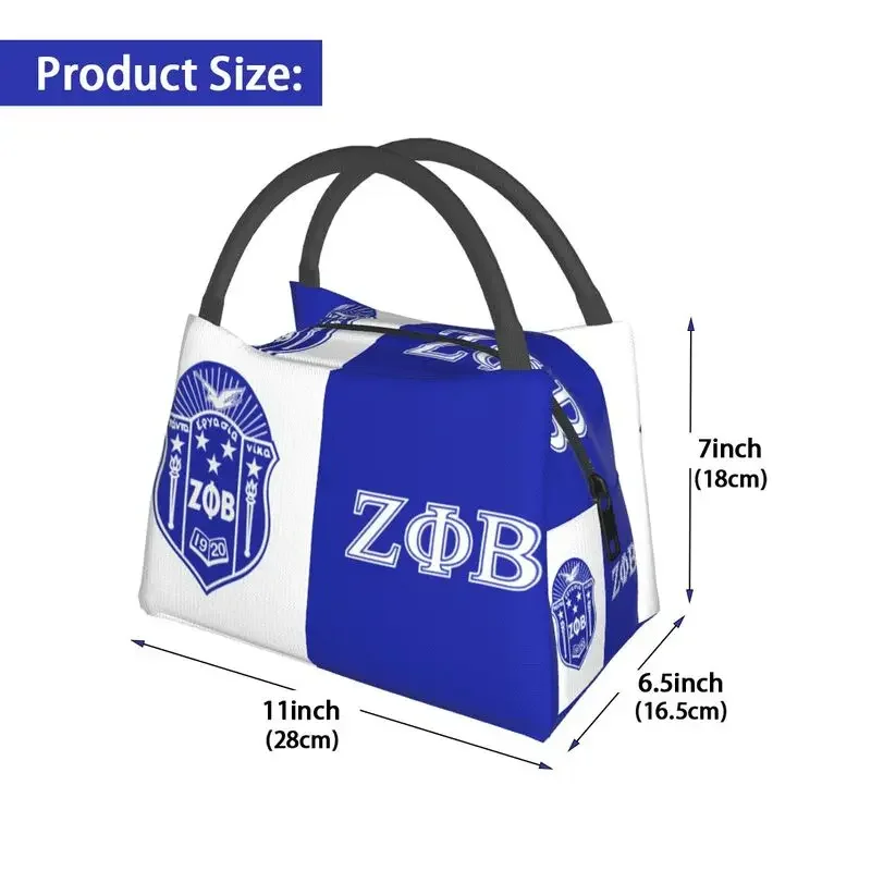 Zeta Phi Beta Logo Insulated Lunch Bag for Camping Travel Leakproof Cooler Thermal Lunch Box Women Thermal Bags