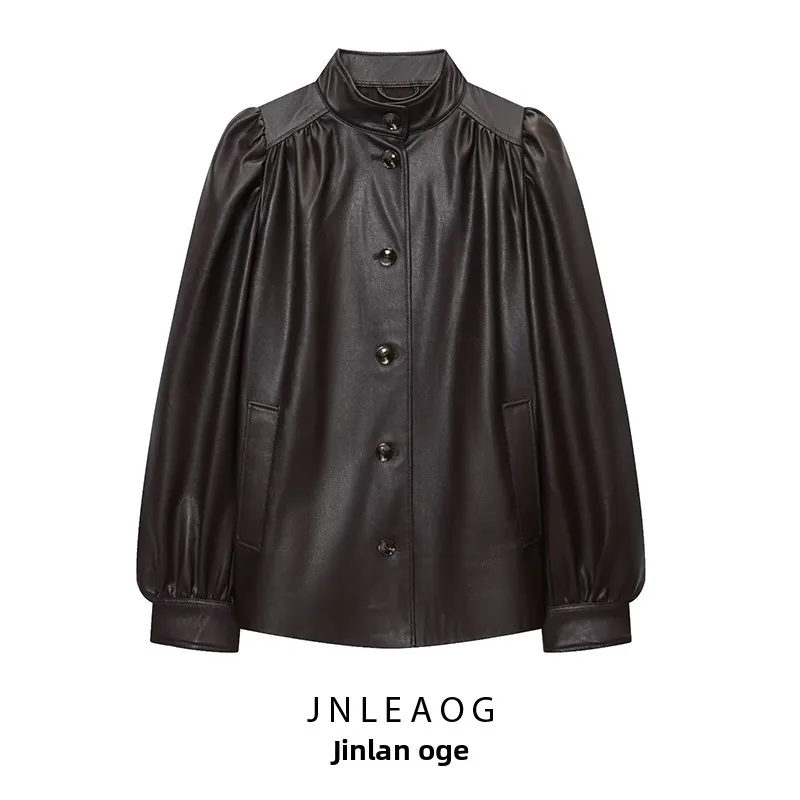 

JNLEAOG женская модная универсальная куртка с покрытием, осенняя новинка, длинная све, полиэстеровая подставка, женская застежка на пуговицы