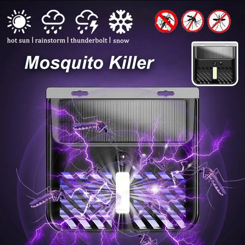 Outdoor Solar Light and Mosquitos Killer Lamp with Mosquitos Control Function, Infrared Sensor, Waterproof Road Light for Garden