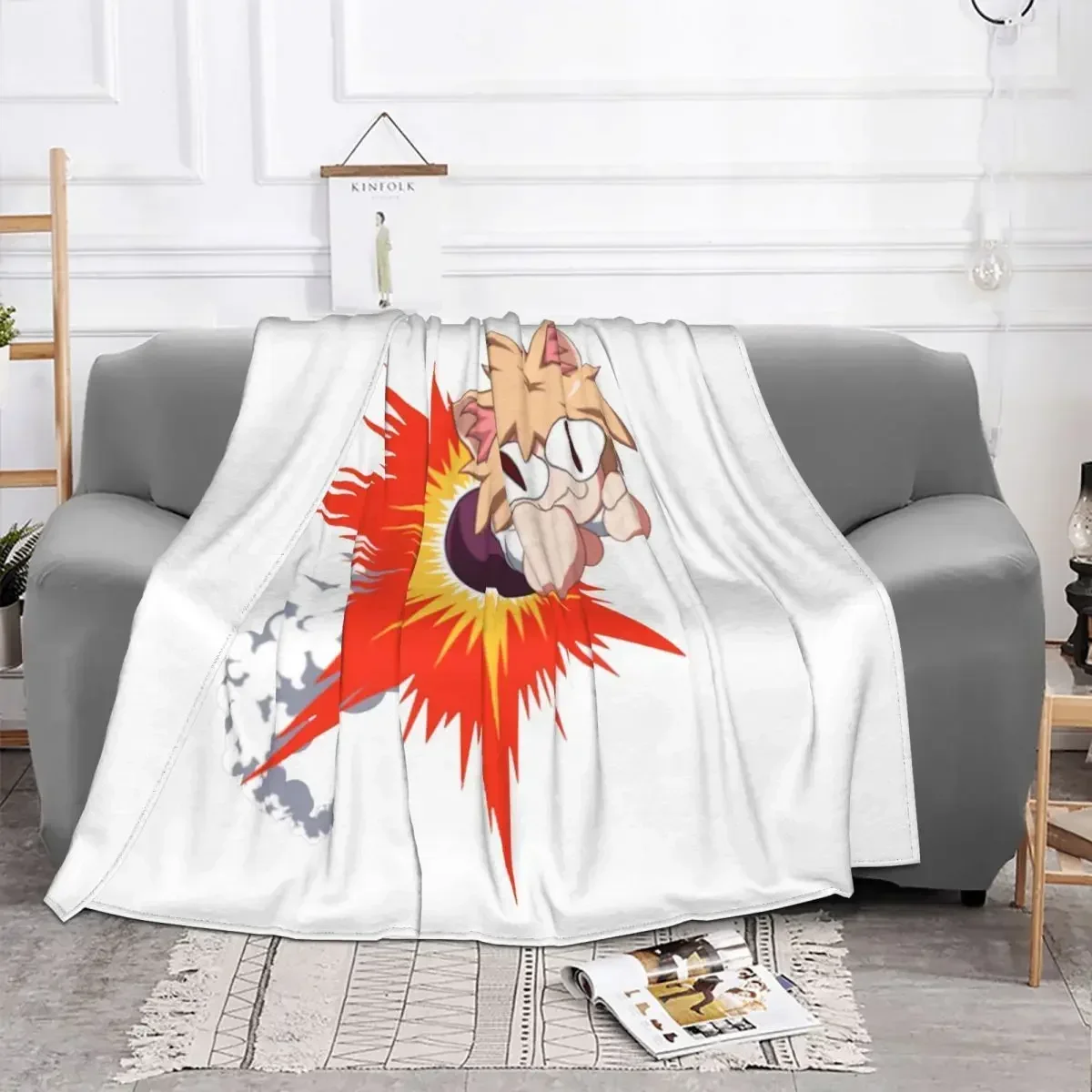 Rocket Neco Arc Blankets Flannel All Season Japanese Anime Multi-function Soft Throw Blankets for Sofa Couch Quilt