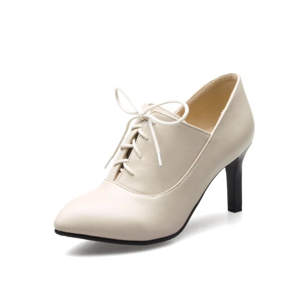 Zapatos de Tacón Alto para Mujer, Elegantes, de Moda, de Cuero, con Cordones, Puntiagudos, para Vestir, para Fiesta, Boda, Tallas Grandes 51 52 53 54 17-54