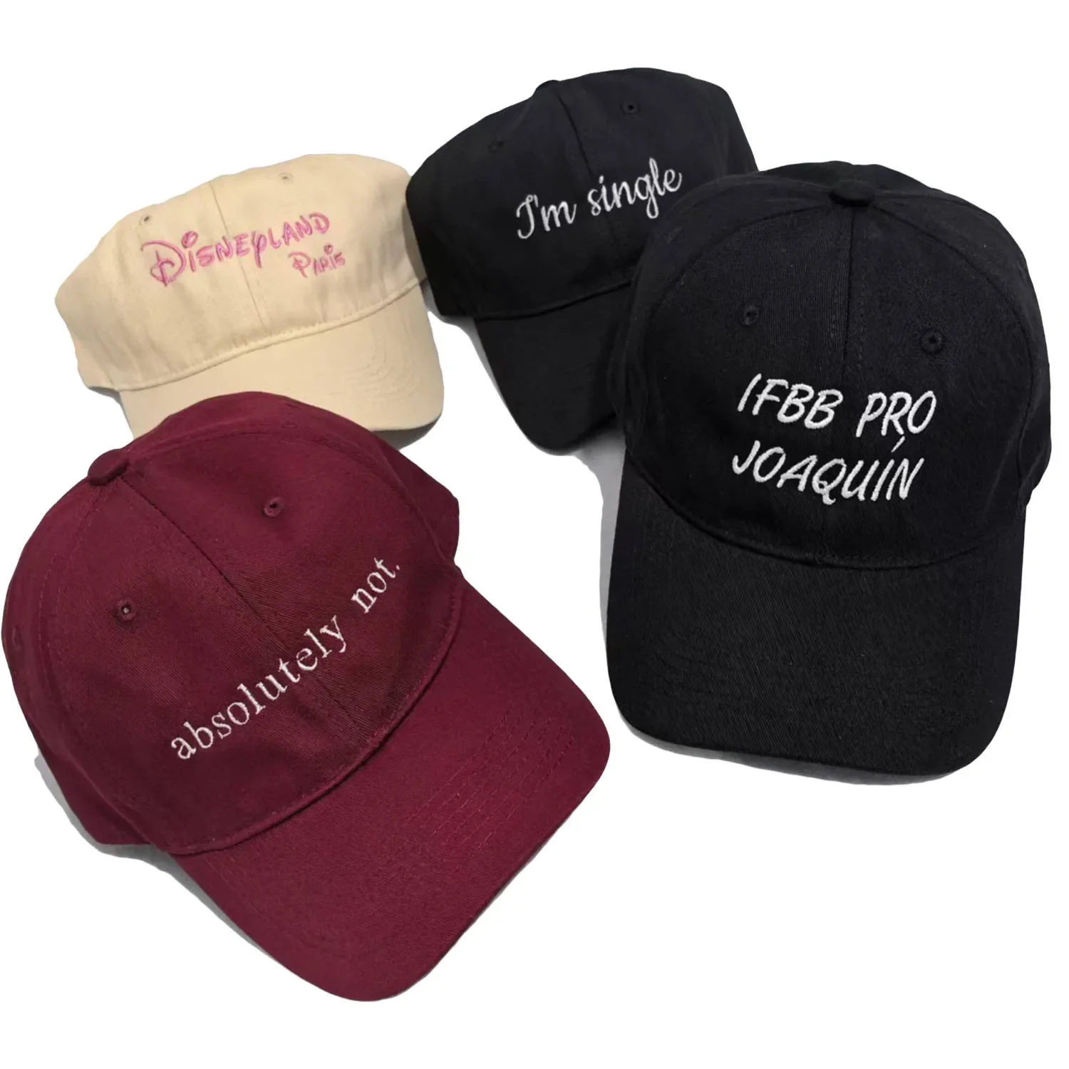 2026 Custom Baseball Cap Embroidered Text Name Logo Soft Washed Cotton Dad Hats for Men Women