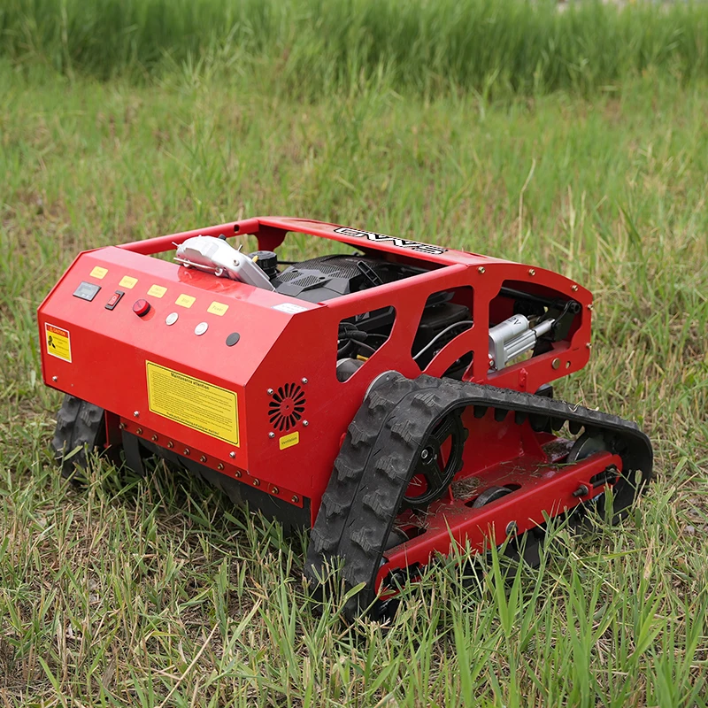 جزازة العشب المجنزرة التي يتم التحكم فيها عن بعد، روبوت كهربائي ذو عزم دوران عالي رباعي الأشواط، أدوات جزازة المراعي في الحديقة