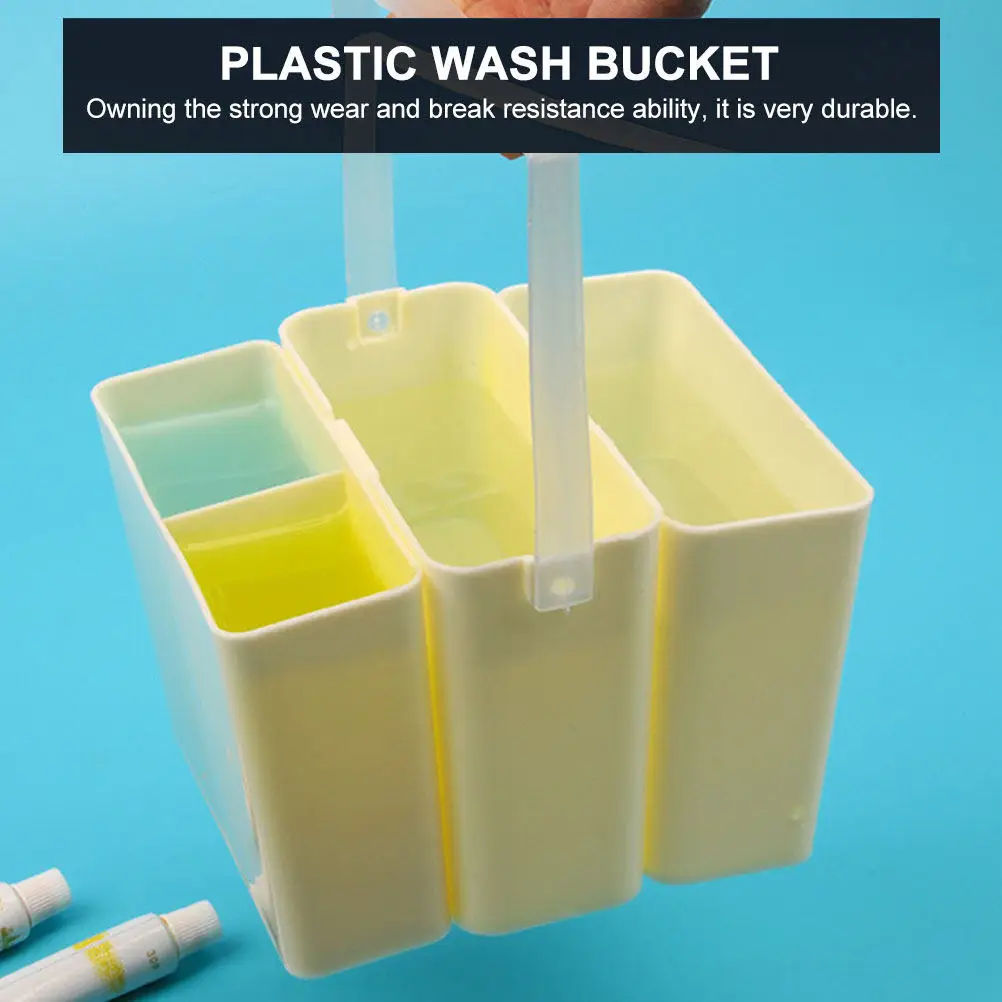 Three-in-One Plastic Brush Cleaner Washing Bucket Holder Mixing Container Strong Wear Resistant Portable Art Tool for Painters