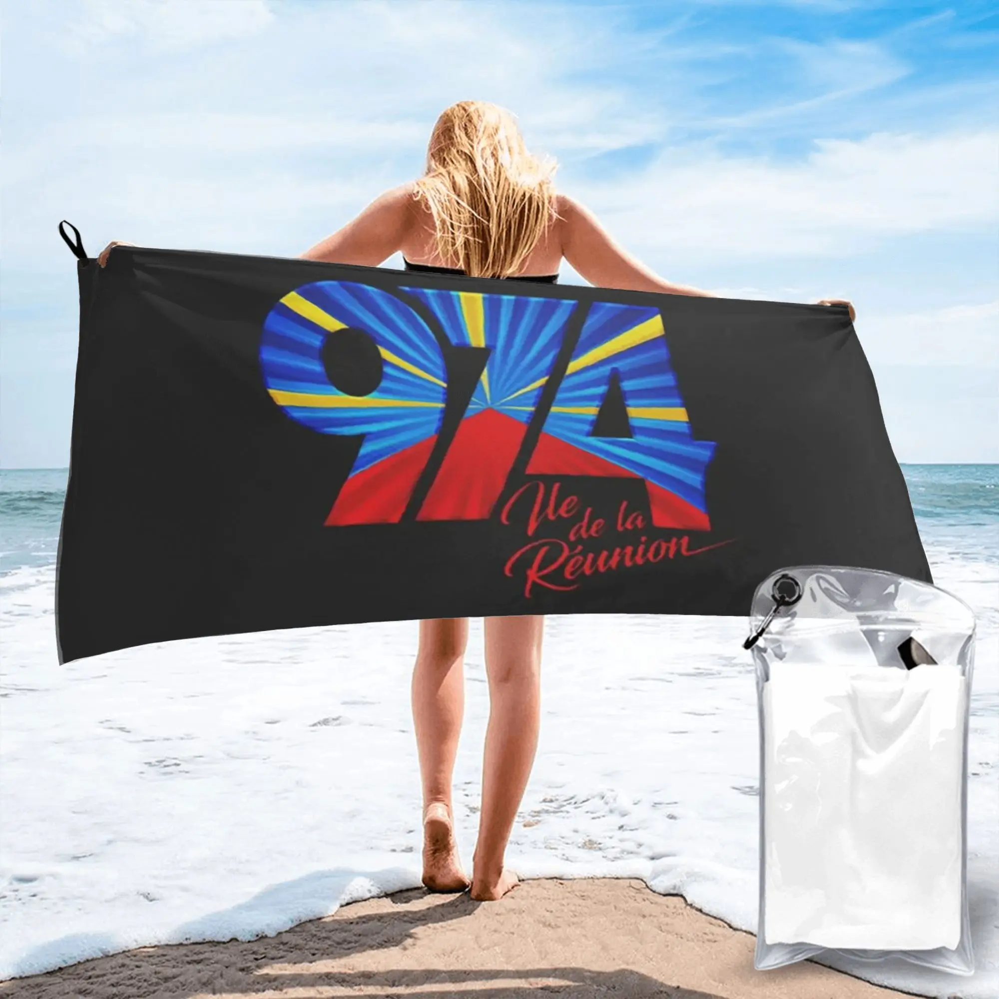 

Пляжное полотенце с флагом острова Реюньон, мягкое, из микрофибры, быстросохнущее, впитывающее, для ванной