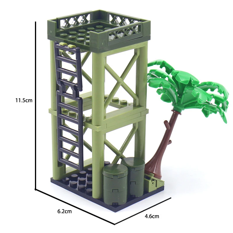 Hot MOC World Sentry Post Lookout Tower Tree War Scene Military City Building Blocks Classic Model Bricks Kits Sets Ideas