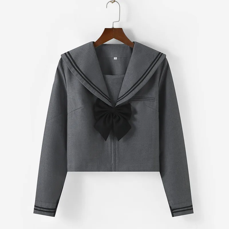 Vielseitiger Schuluniform-Rock für Damen, Matrosenanzug, graues JK-Uniform-Faltenrock-Set für die Sekundarschule, Rollenspiel-Kostüm-Set