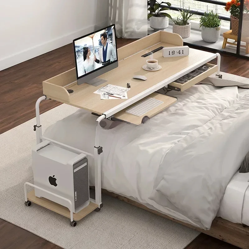 Overbed Laptop Desk with Wheels, Over Bed Desk, Adjustable Table for King and Queen Bed, Laptop Table on Wheels