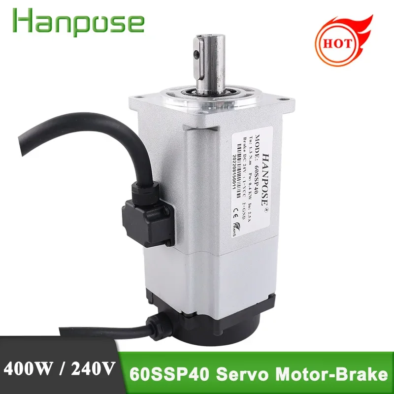 

2.5A 1.3N.m 60SSP40 AC Servo Motor With Brake Shaft Diameter 14mm 3000rmp 3M Encoder Cable CNC Milling Machine 400W Servo Motor