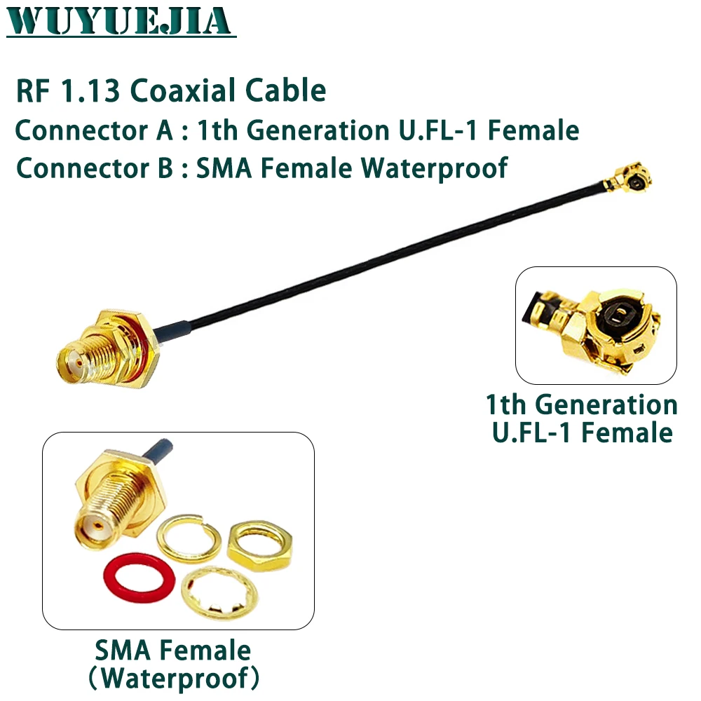 2Pcs/Lot U.FL MHF1 MHF-4 Female to Waterproof RP-SMA SMA Female Jack Bulkhead RF1.13 Cable WIFI Antenna Pigtail Extension Jumper