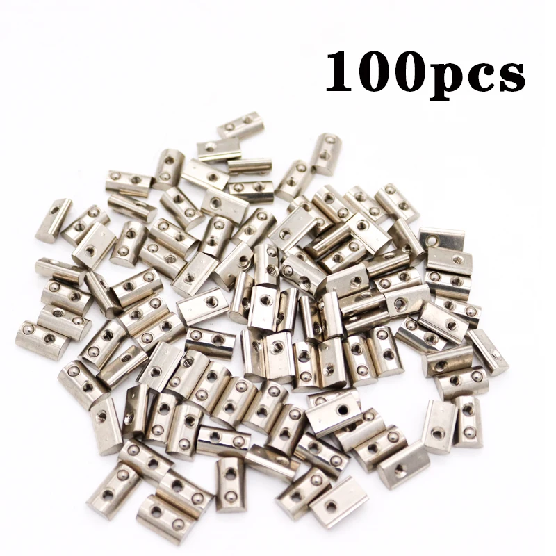 100pcs Half Round Elasticity Roll-in T Spring Nuts M3 M4 M5 M6 For 2020 Aluminum Profiles Groove