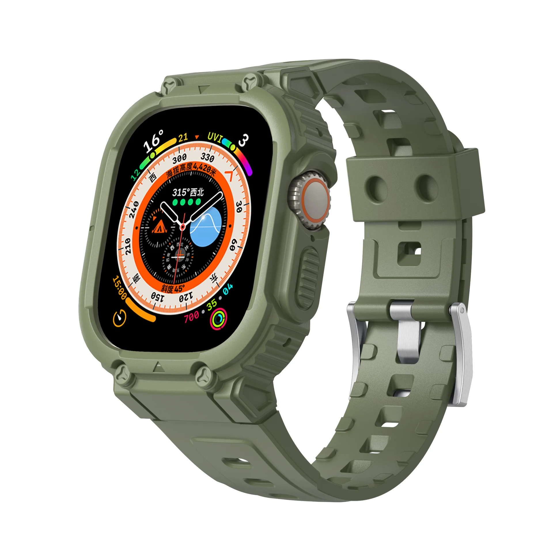 Strap with Bumper Case Cover for Apple Watch Band 45mm 44mm 42mm 40mm Ultra 49mm Rugged Sport Band for IWatch SE 8/7/6/5/4/3/2/1