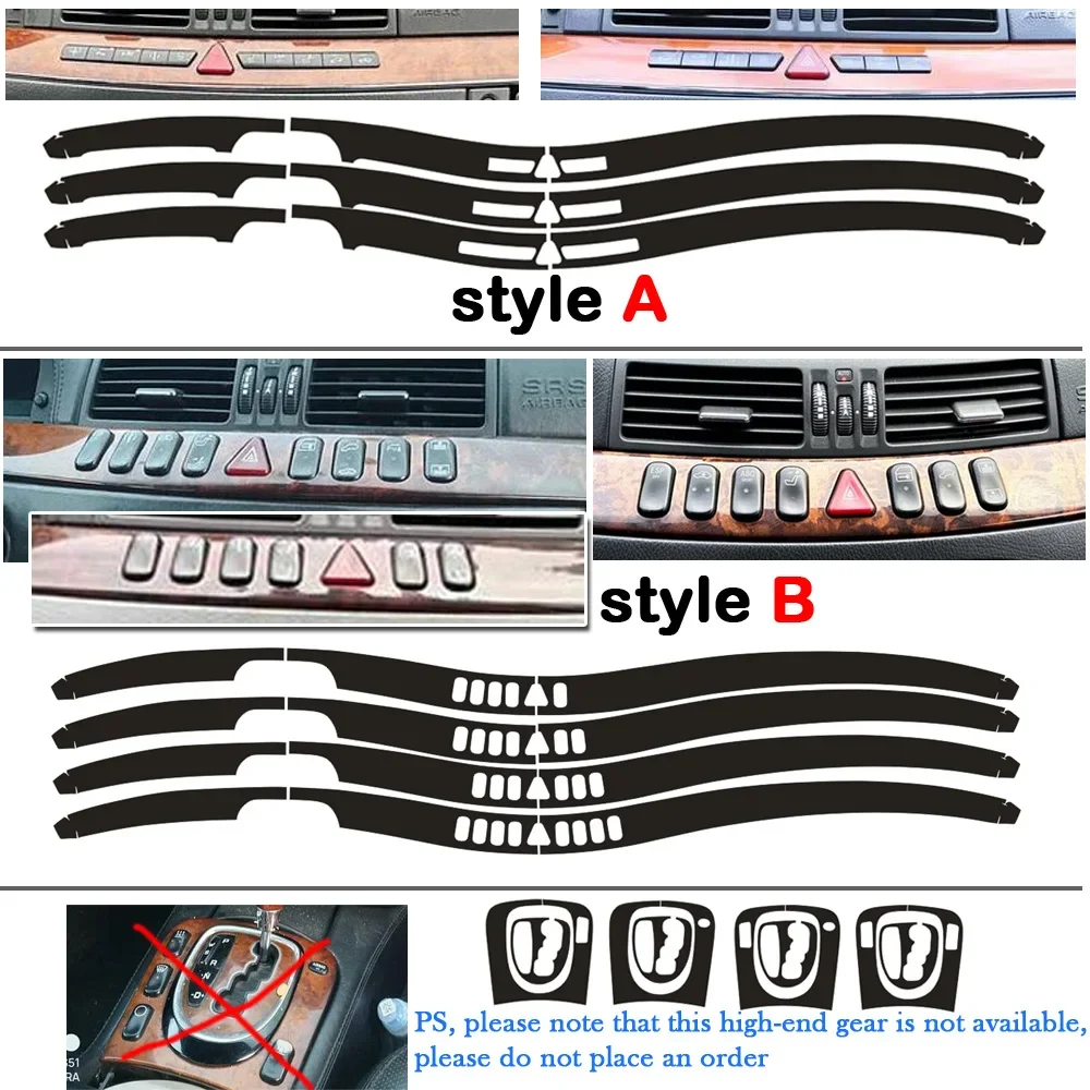 For Mercedes S Class W220 2000-06 Interior Central Control Panel Door Handle Carbon Fiber Stickers Decals Car styling Accessorie