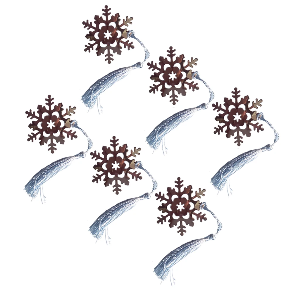 

6 Pcs Snowflake Bookmarks Stylish Tassel Classic Metal Gifts Readers Students Writers Graduates School Supplies