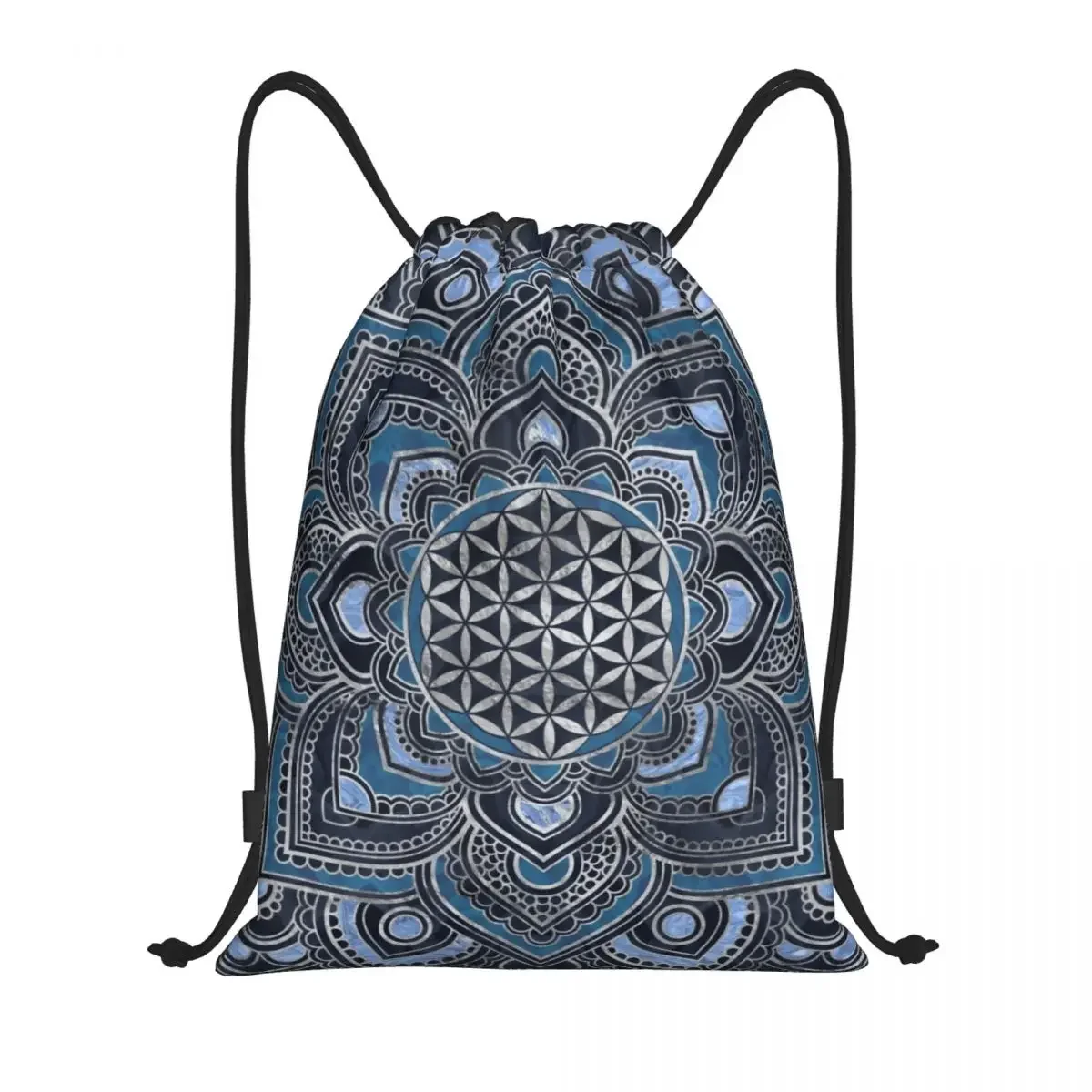 Custom Flower Of Life In Lotus Mandala Drawstring Bag Women Men Lightweight Zen Yoga Meditation Sports Gym Storage Backpack