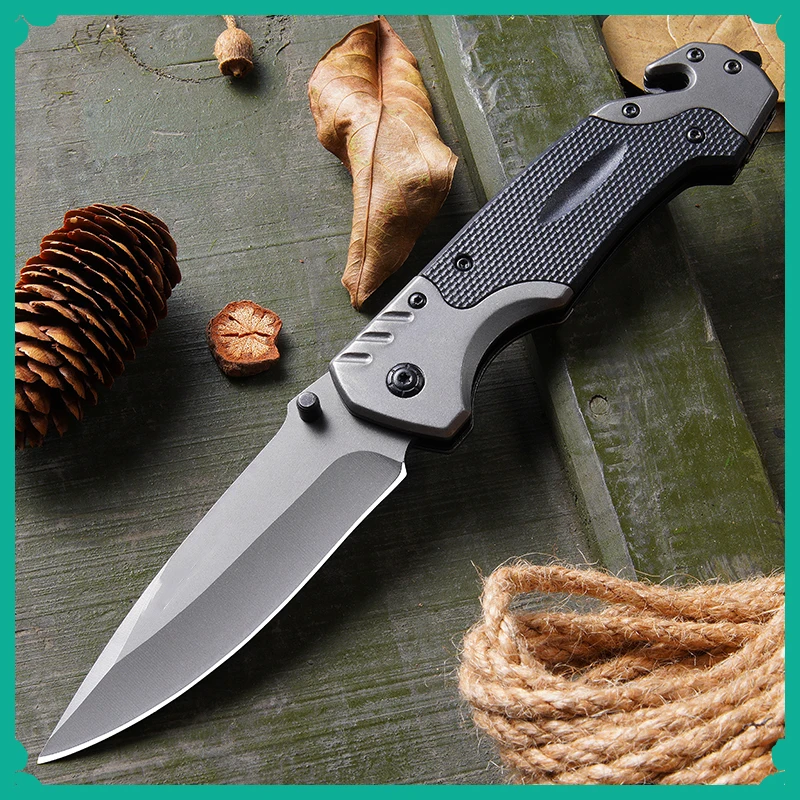 Outdoor Folding KnifePortable Camping Knife  Tactical Survival Knife High -hardness Defense Pocket Knife Hiking Fruit Knife